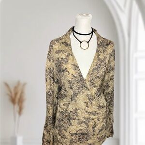 Venezia Jeans 100% Silk Floral Paisley Wrap Blouse Plus Size 22/24